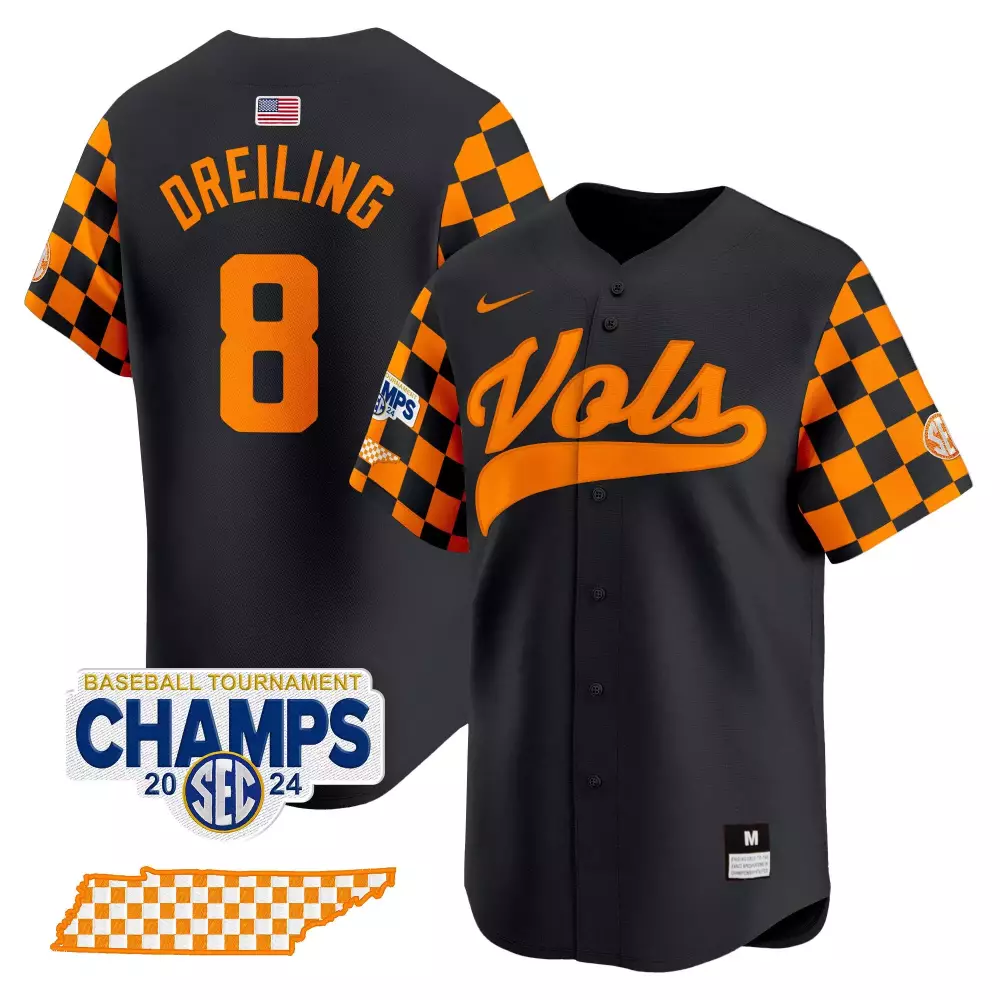 Dylan Dreiling Black Tennessee Volunteers Checkerboard 2024 Tournament Champions Vapor Premier Limited Jersey | All Stitched | For Men, Women & Youth