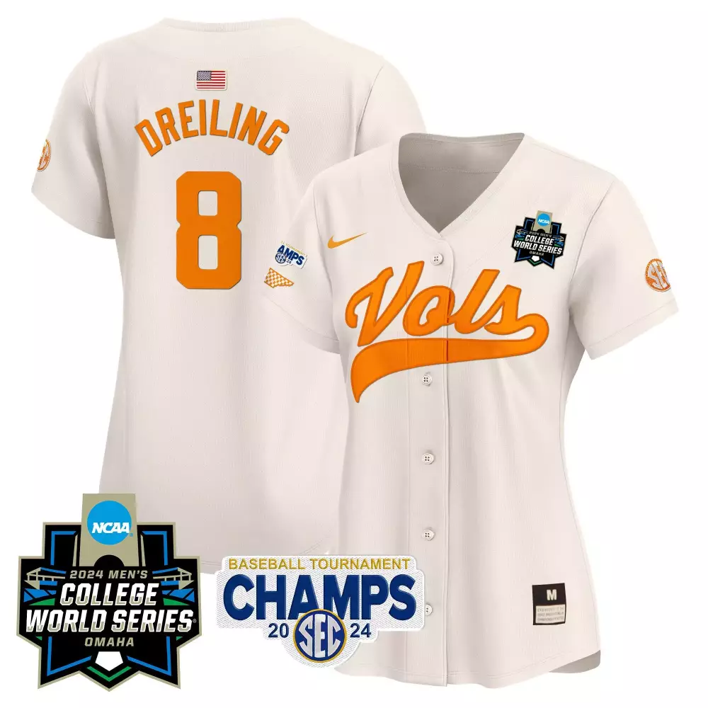 Dylan Dreiling Cream Women's Tennessee Volunteers 2024 Tournament Champs World Series Vapor Premier Limited Jersey | All Stitched | For Women, Men & Youth