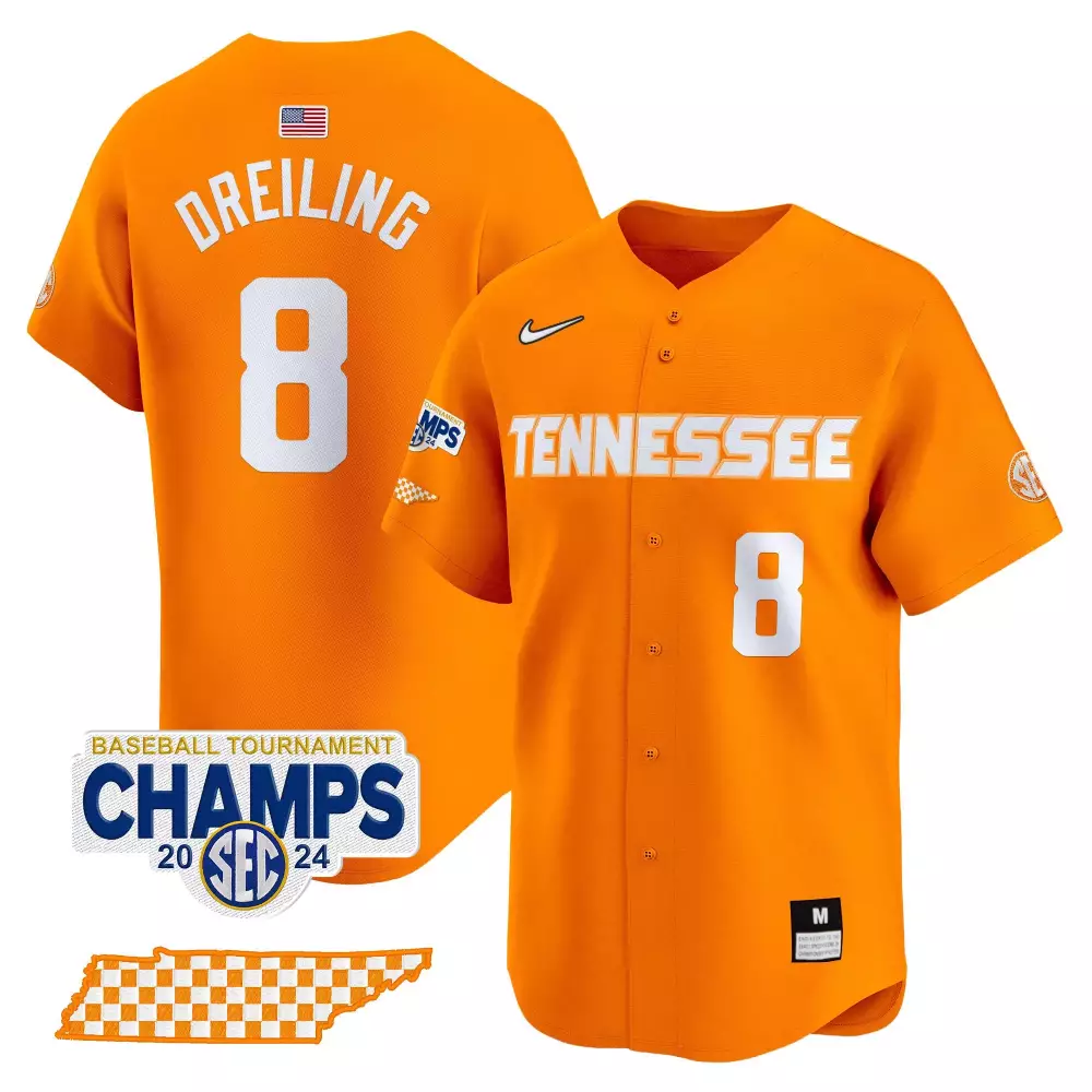 dylan dreiling orange mens tennessee volunteers 2024 tournament champions vapor premier limited jersey v2 all stitched