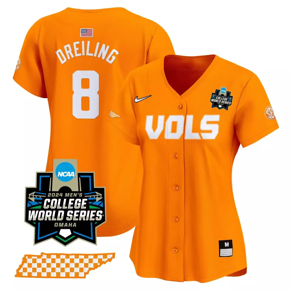 dylan dreiling orange womens tennessee volunteers 2024 college world series vapor premier limited jersey all stitched