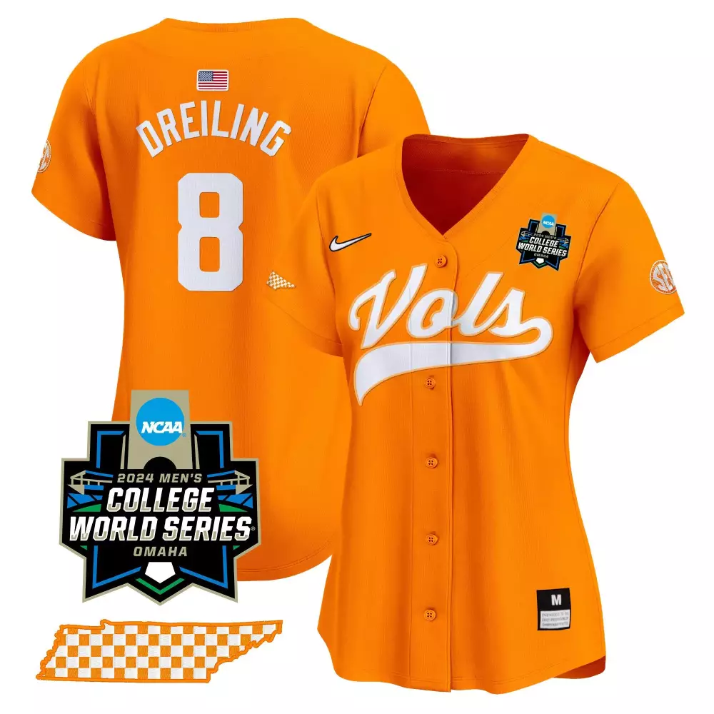dylan dreiling orange womens tennessee volunteers 2024 college world series vapor premier limited jersey all stitched