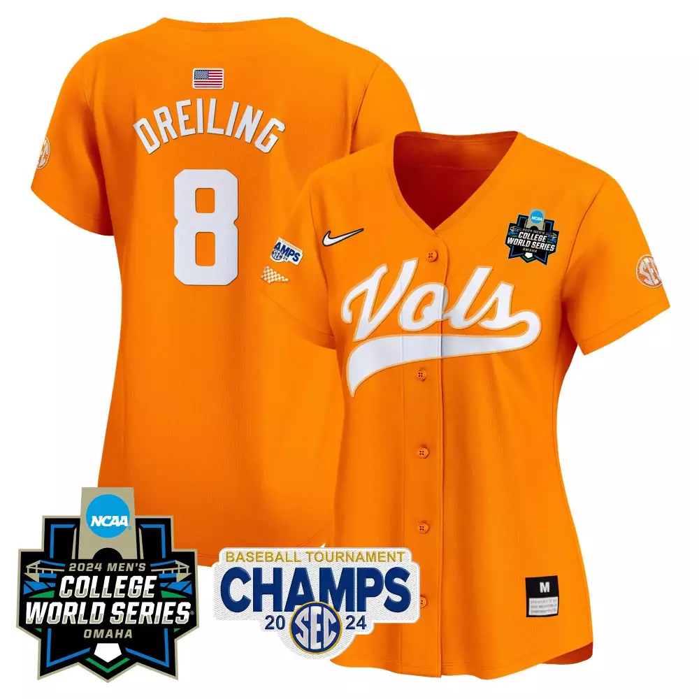 dylan dreiling orange womens tennessee volunteers 2024 college world series vapor premier limited jersey all stitched