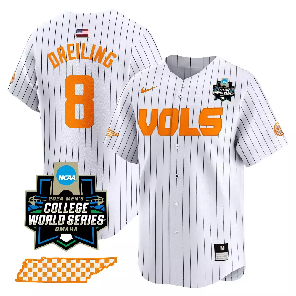 dylan dreiling pinstripe mens tennessee volunteers 2024 champions vapor premier limited jersey all stitched