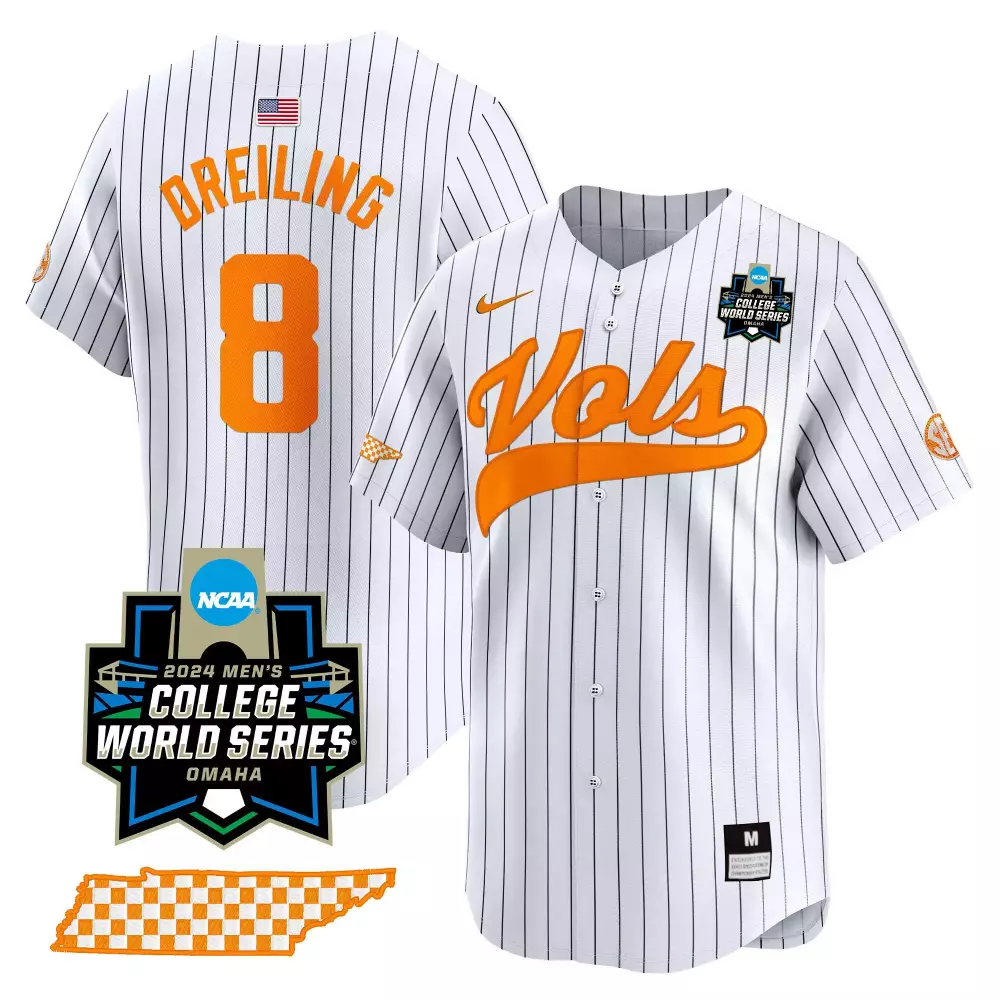 dylan dreiling pinstripe mens tennessee volunteers 2024 champions vapor premier limited jersey all stitched