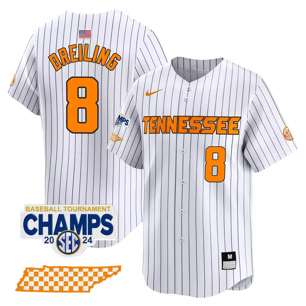 dylan dreiling pinstripe mens tennessee volunteers 2024 champions vapor premier limited jersey all stitched