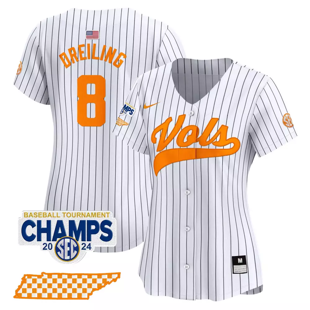 dylan dreiling pinstripe mens tennessee volunteers 2024 tournament champs world series vapor premier limited jersey all