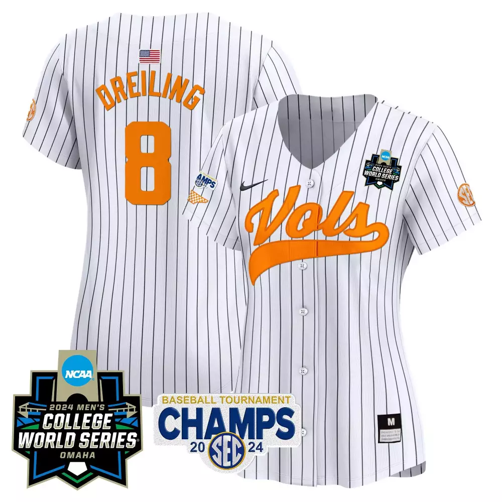 dylan dreiling pinstripe womens tennessee volunteers 2024 tournament champions vapor premier limited jersey v2 all stitc