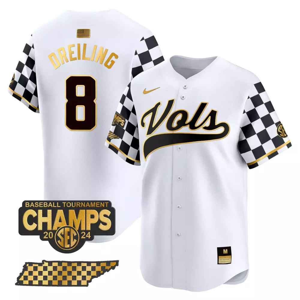 dylan dreiling white gold mens tennessee volunteers checkerboard 2024 champions vapor premier limited jersey all stitche