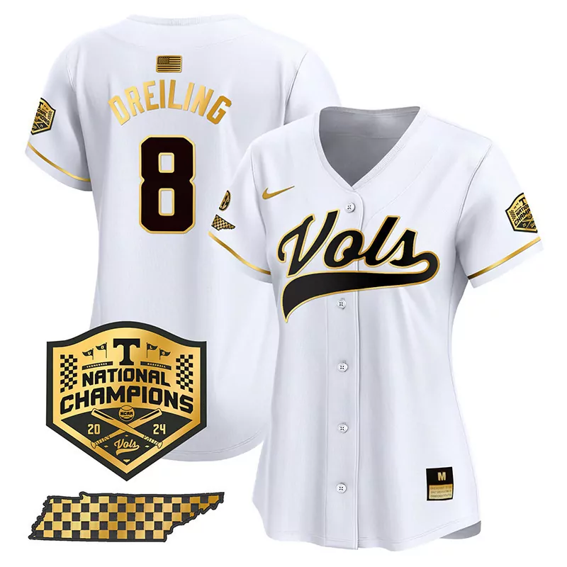 dylan dreiling white gold mens tennessee volunteers checkerboard 2024 champions vapor premier limited jersey all stitche