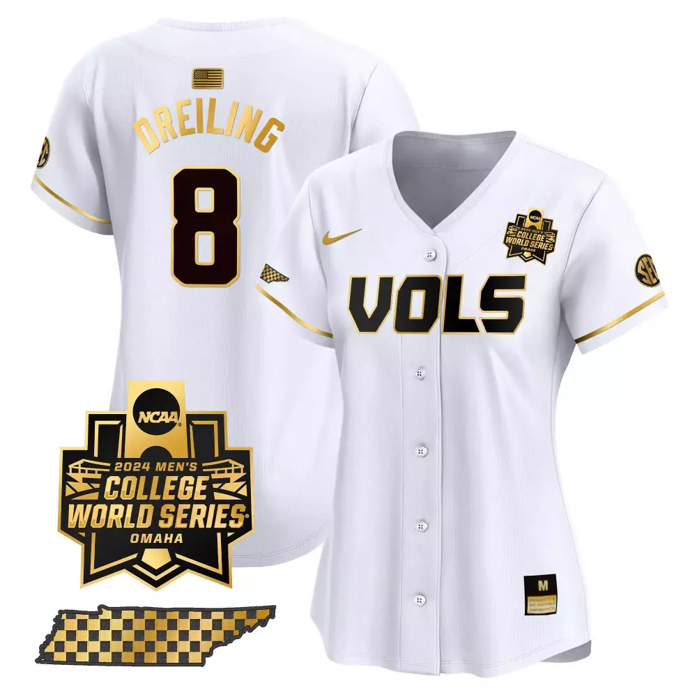 dylan dreiling white gold mens tennessee volunteers checkerboard 2024 champions vapor premier limited jersey all stitche