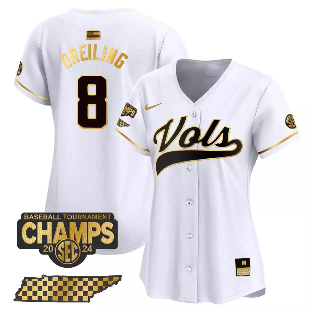 dylan dreiling white gold womens tennessee volunteers 2024 tournament champions vapor premier limited jersey all stitche