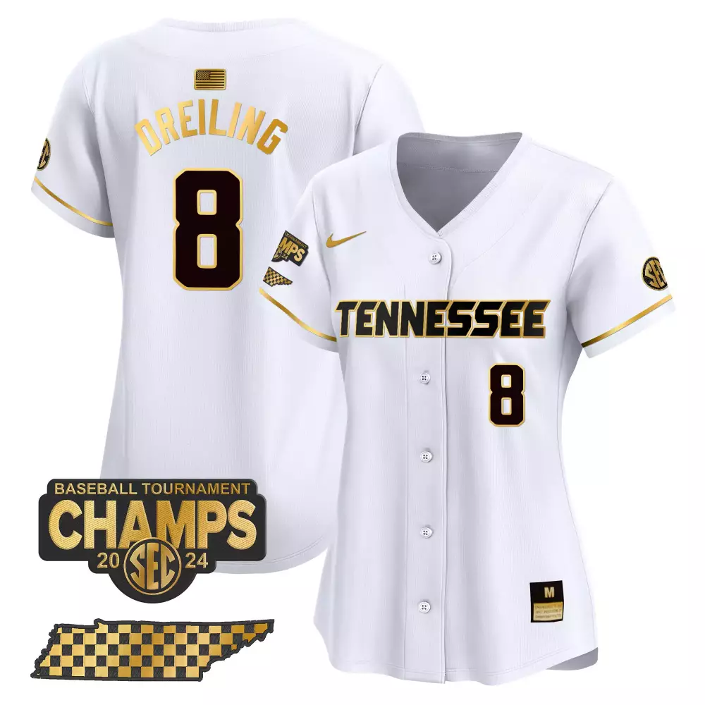 dylan dreiling white gold womens tennessee volunteers 2024 tournament champions vapor premier limited jersey all stitche