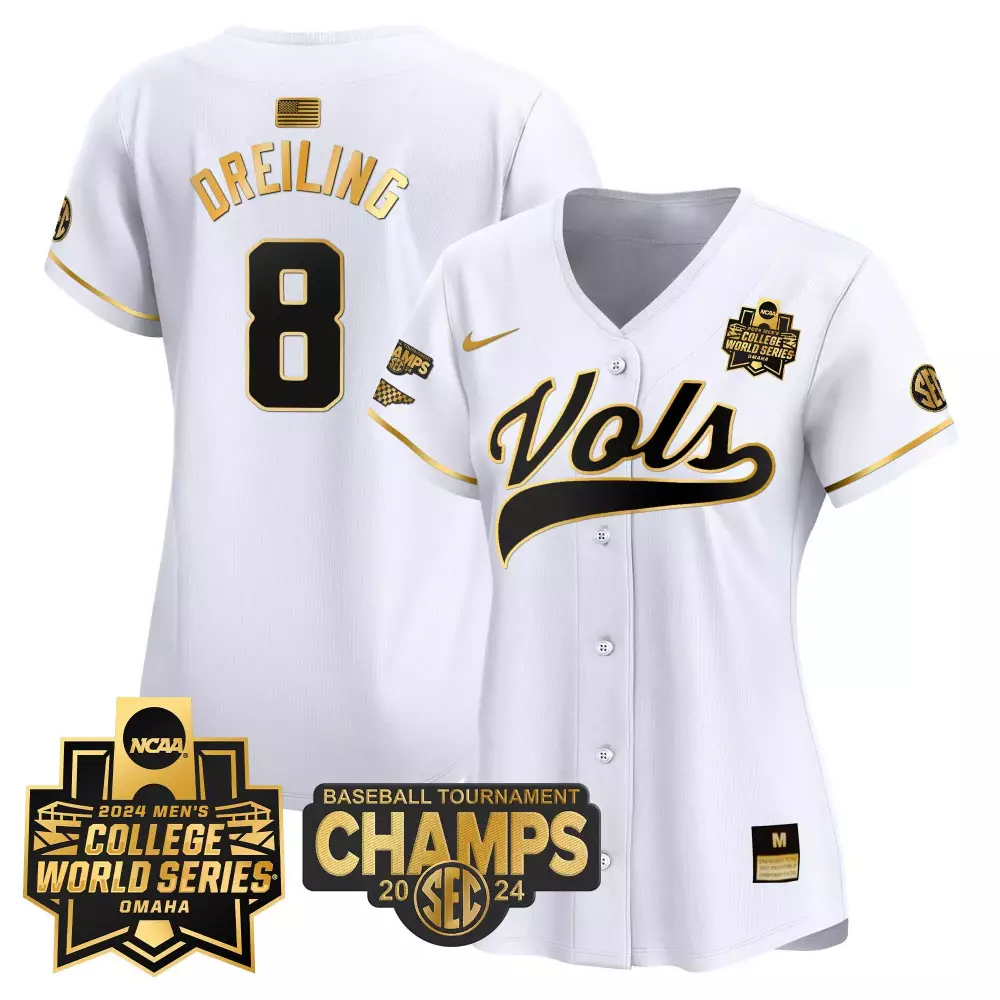 dylan dreiling white gold womens tennessee volunteers 2024 tournament champions vapor premier limited jersey all stitche