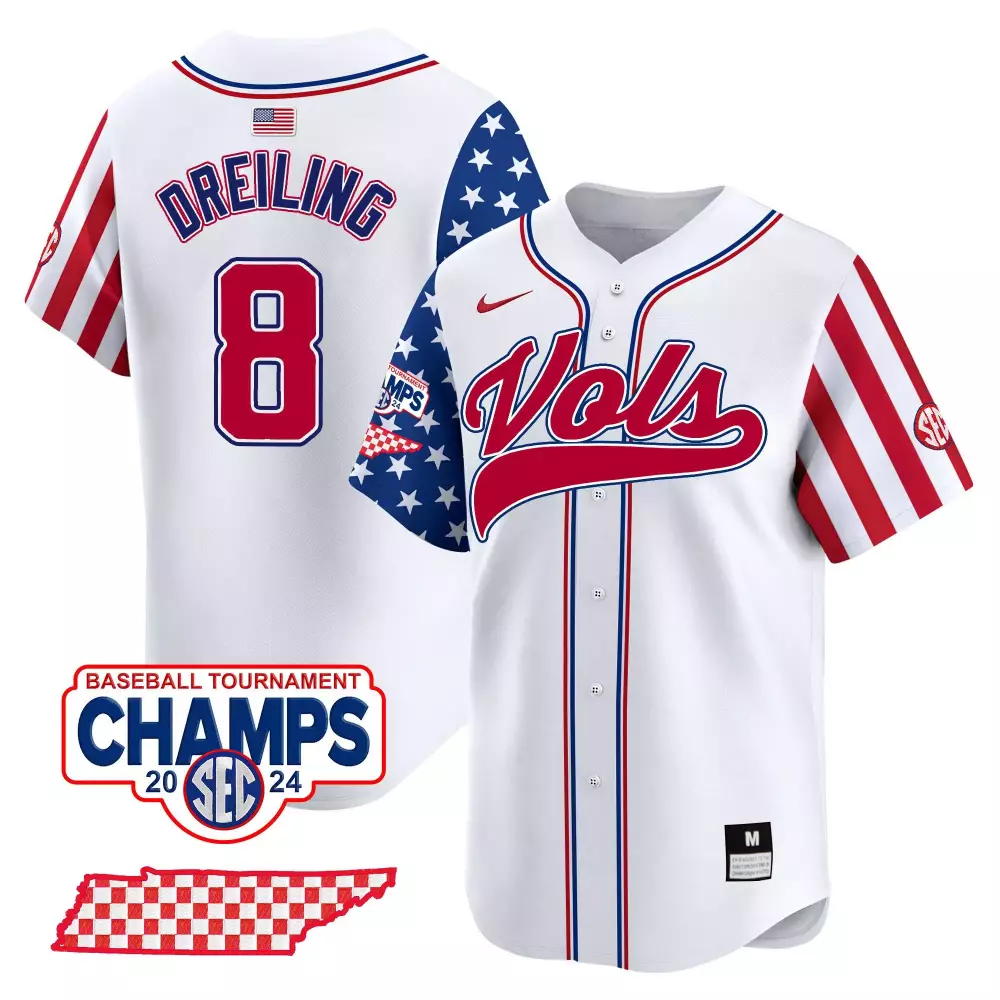 dylan dreiling white mens tennessee volunteers 2024 college world series vapor premier limited jersey v2 all stitched