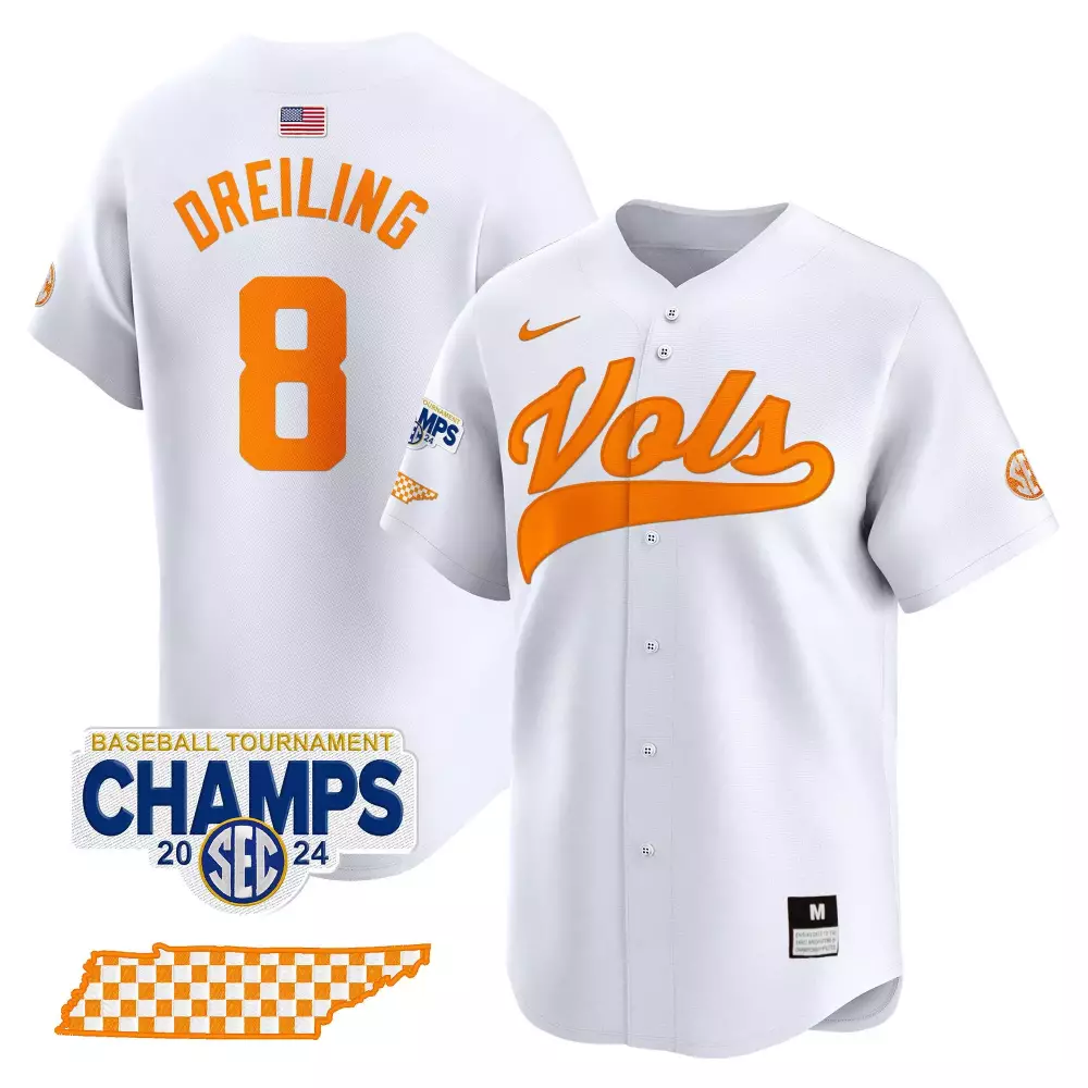 dylan dreiling white mens tennessee volunteers 2024 college world series vapor premier limited jersey v2 all stitched