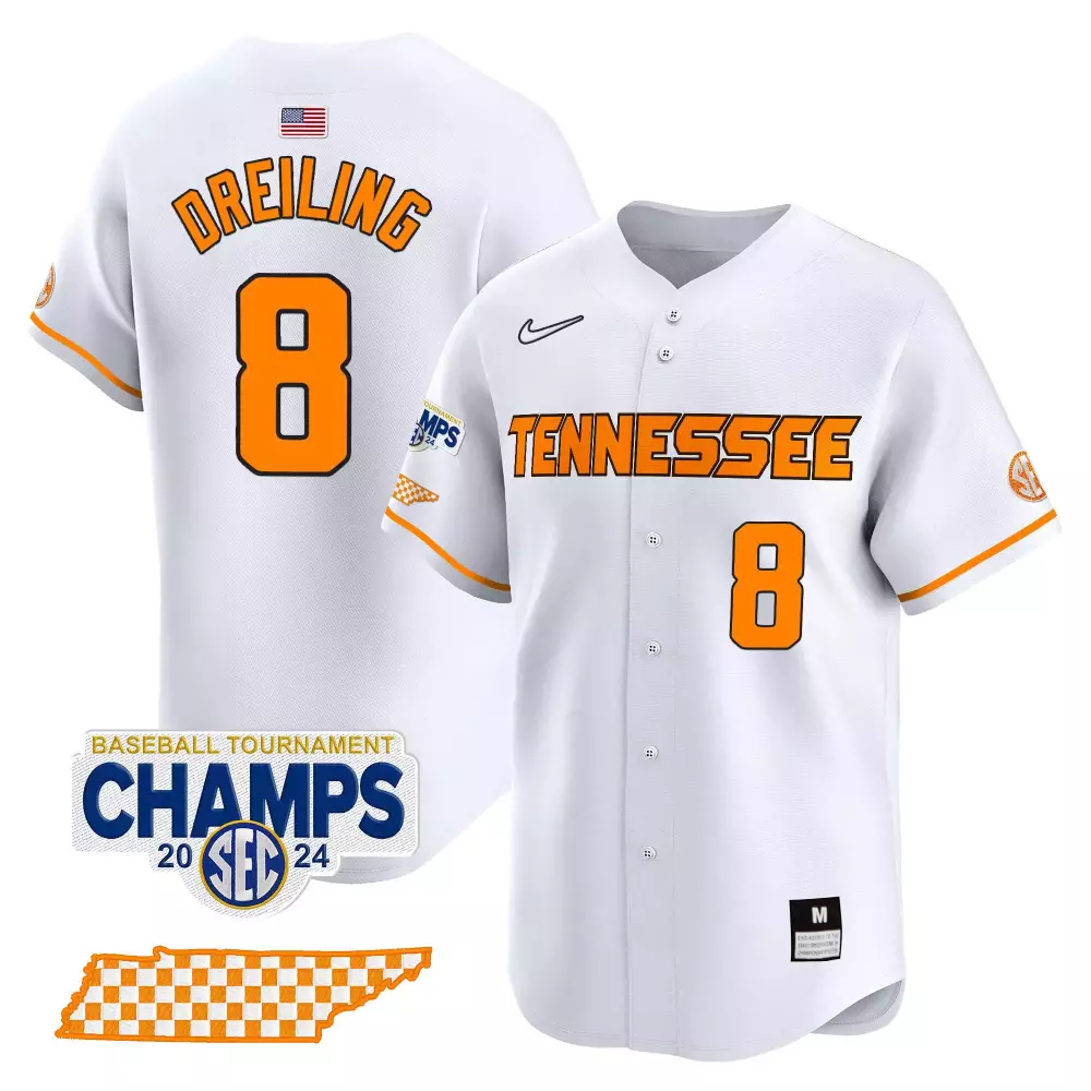 dylan dreiling white mens tennessee volunteers 2024 college world series vapor premier limited jersey v2 all stitched