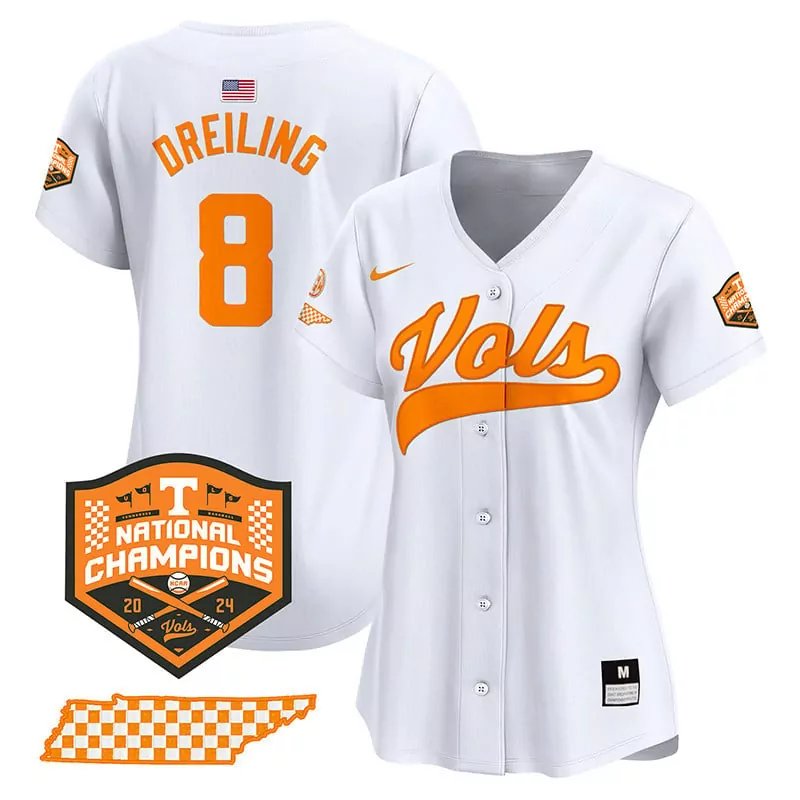 dylan dreiling white mens tennessee volunteers checkerboard 2024 champions vapor premier limited jersey all stitched