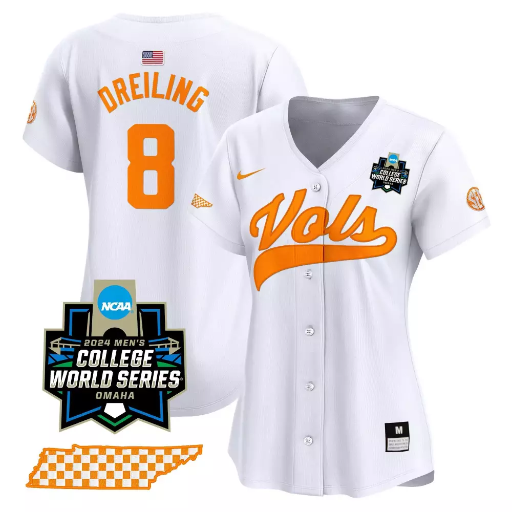 dylan dreiling white mens tennessee volunteers checkerboard 2024 champions vapor premier limited jersey all stitched