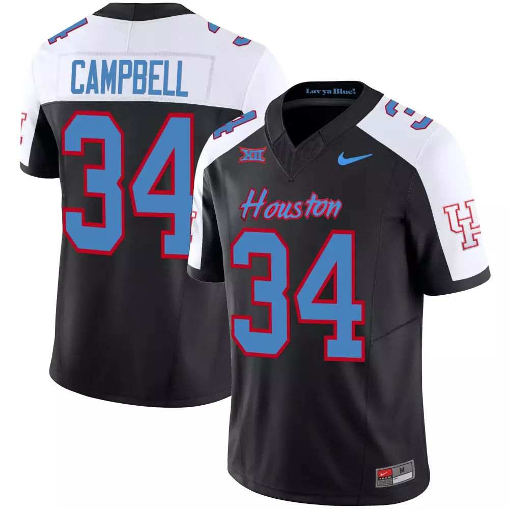 earl campbell black alternate mens houston cougars 2023 oilers inspired vapor jersey v2 all stitched