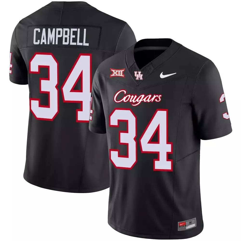 earl campbell black mens houston cougars 2023 oilers inspired vapor jersey v4 all stitched