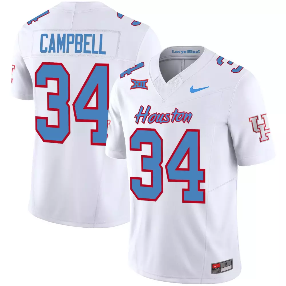 earl campbell white mens houston cougars 2023 oilers inspired vapor jersey v3 all stitched