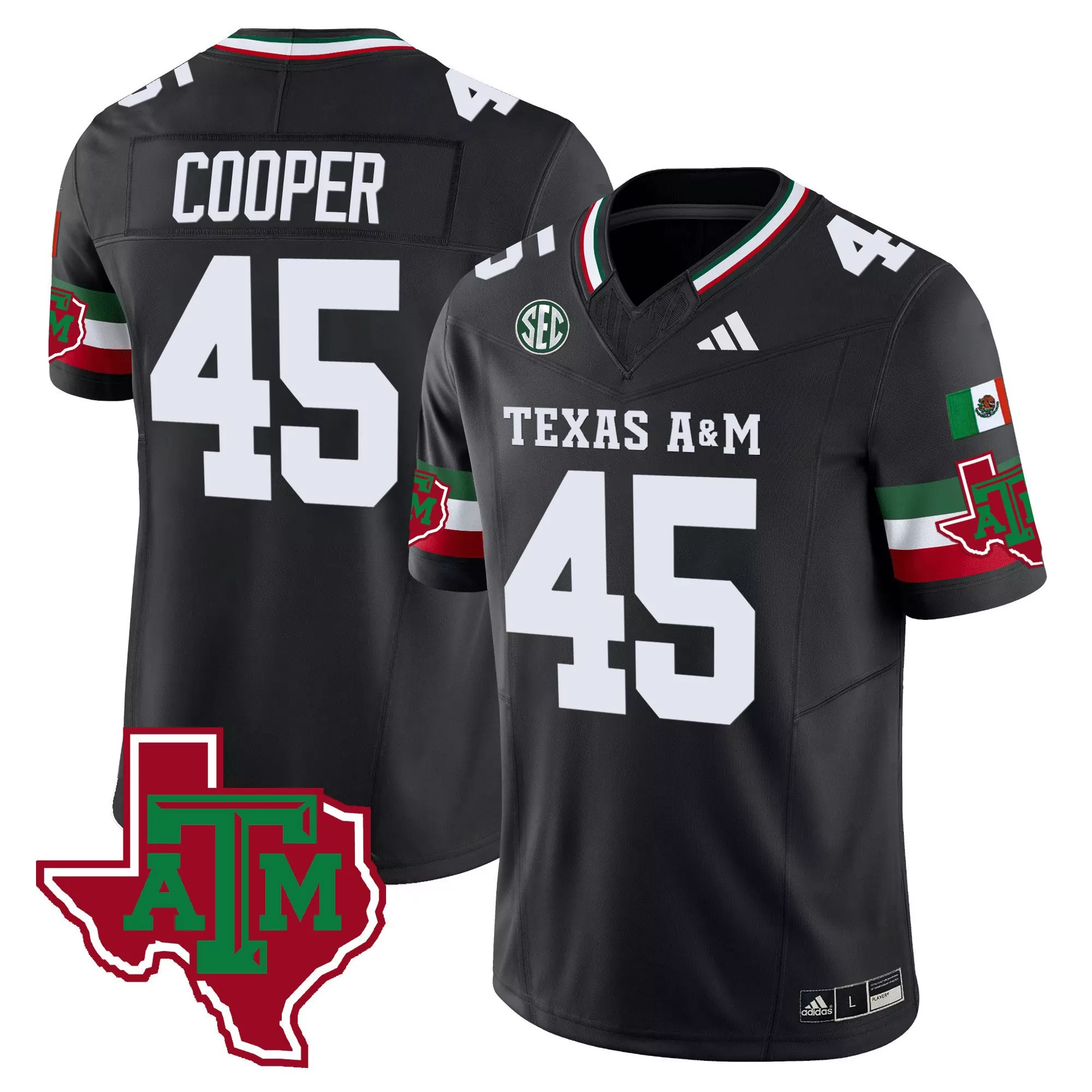 edgerrin cooper black mens texas am aggies mexico vapor jersey all stitched
