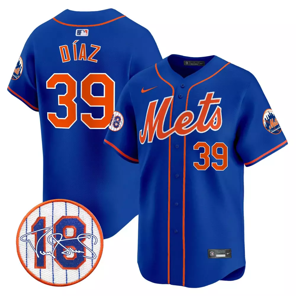 edwin diaz royal mens new york mets darryl strawberry patch vapor premier limited jersey all stitched