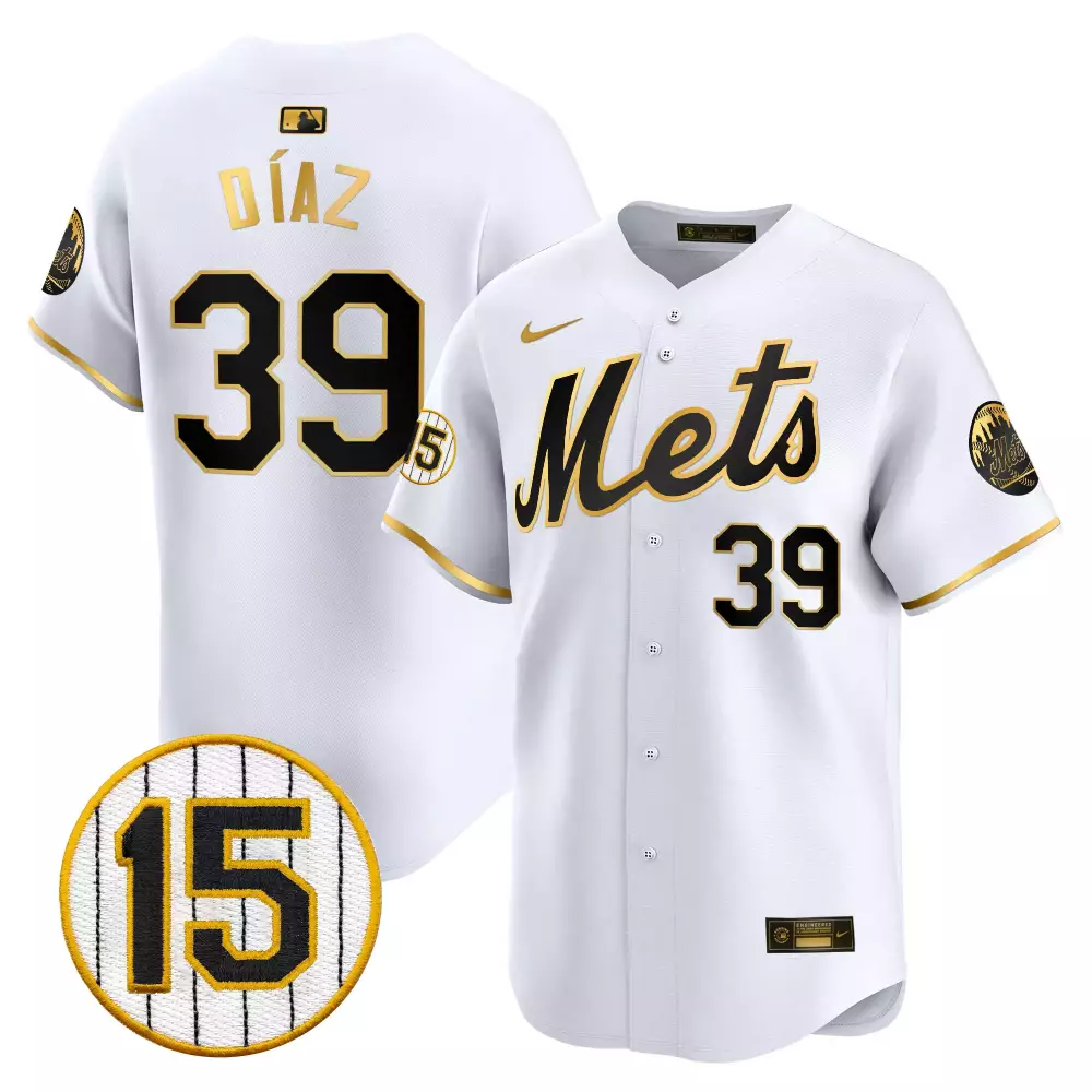 edwin diaz white gold mens new york mets jerry grote patch vapor premier limited jersey all stitched