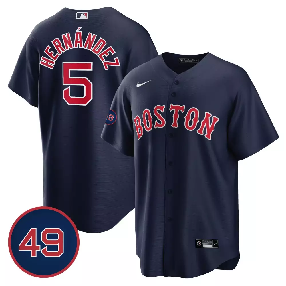 enrique hernandez navy mens boston red sox 49 tim wakefield patch cool base jersey all stitched