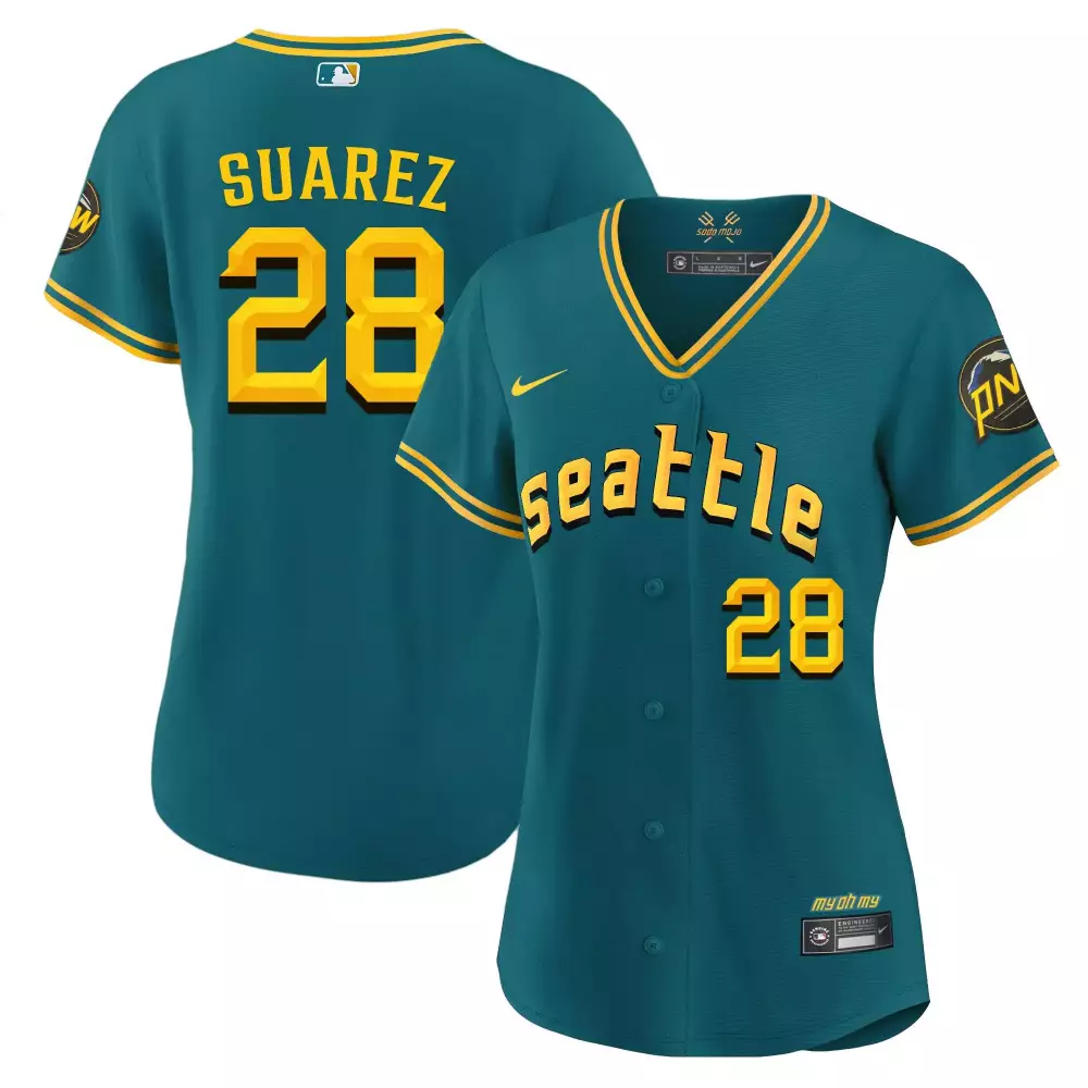 eugenio suarez aqua womens seattle mariners 2023 city connect fan made jersey all stitched