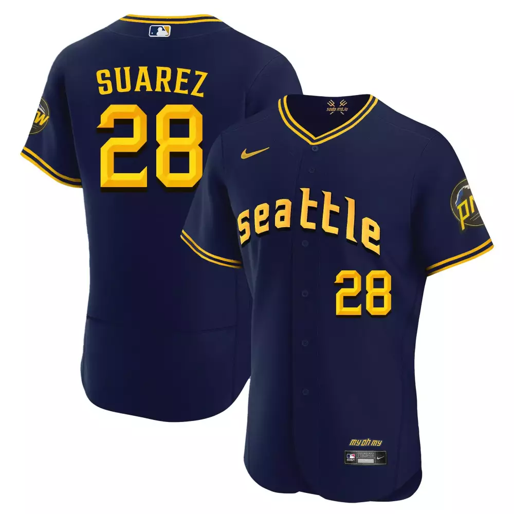eugenio suarez flex navy mens seattle mariners 2023 city connect fan made collection jersey all stitched
