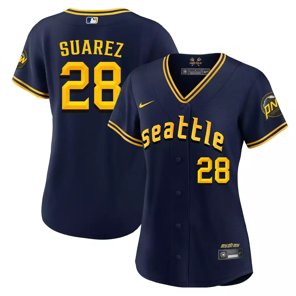 eugenio suarez navy womens seattle mariners 2023 city connect fan made jersey all stitched