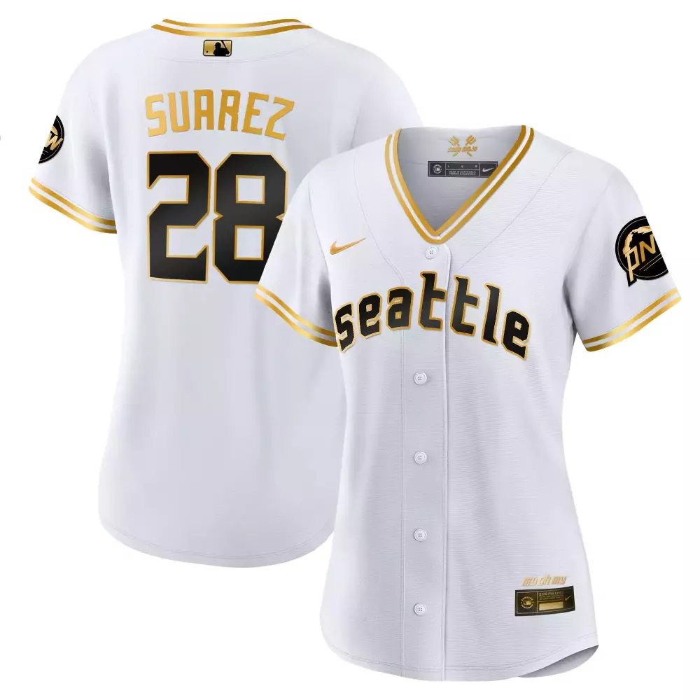 eugenio suarez white gold mens seattle mariners city connect cool base jersey all stitched