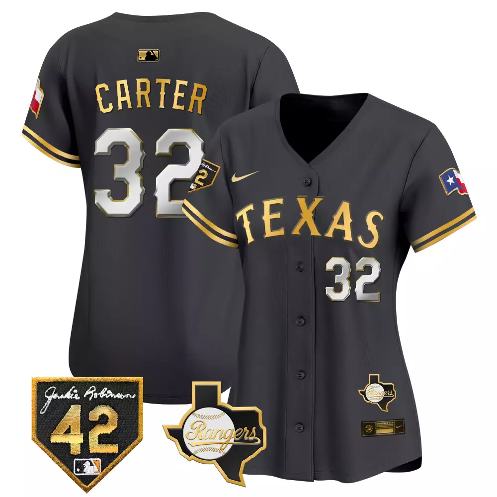 evan carter black gold womens texas rangers 2023 world series baseball jersey v2 all stitched