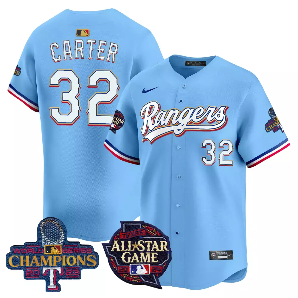 evan carter blue mens texas rangers 2024 all star game patch vapor premier limited jersey all stitched