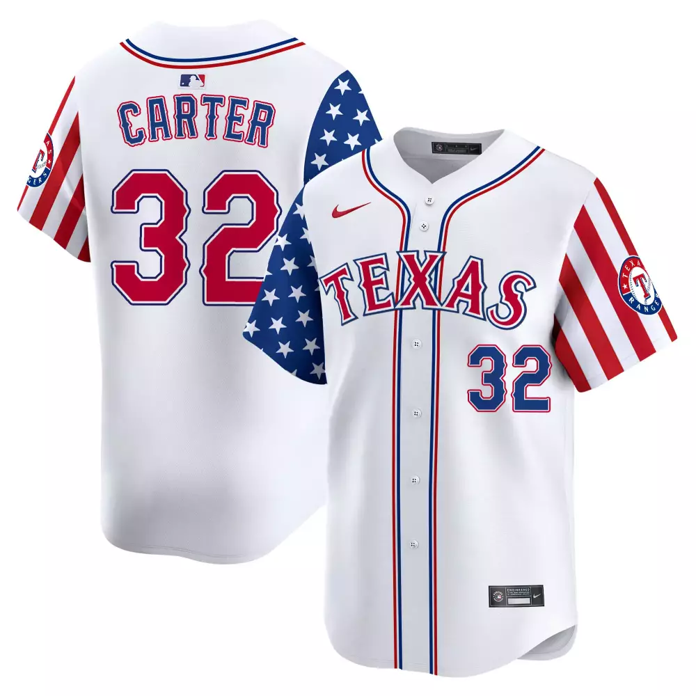 Evan Carter Texas Rangers 2024 All Star Game Patch White Vapor Premier Limited Jersey | Stitched Style | Fan Gear for Men, Women & Youth