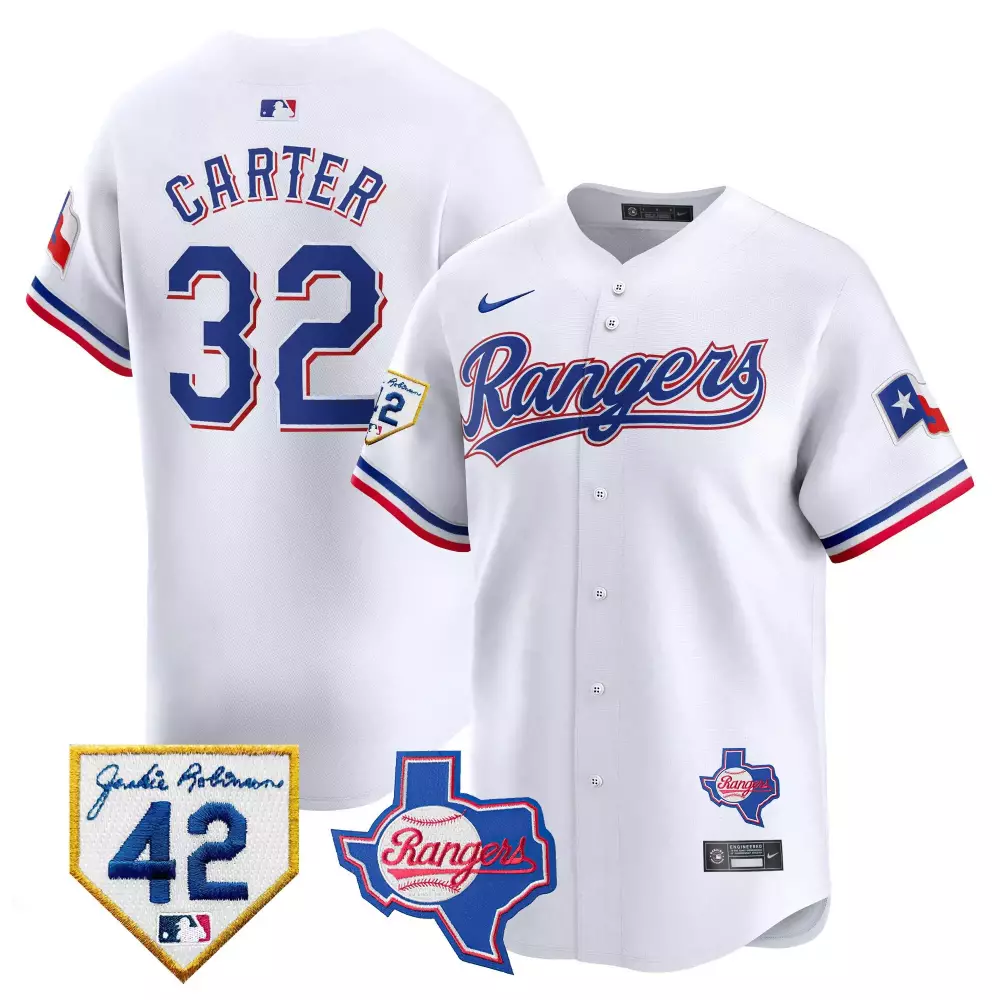 evan carter white mens texas rangers 2024 jackie robinson patch vapor premier limited jersey all stitched