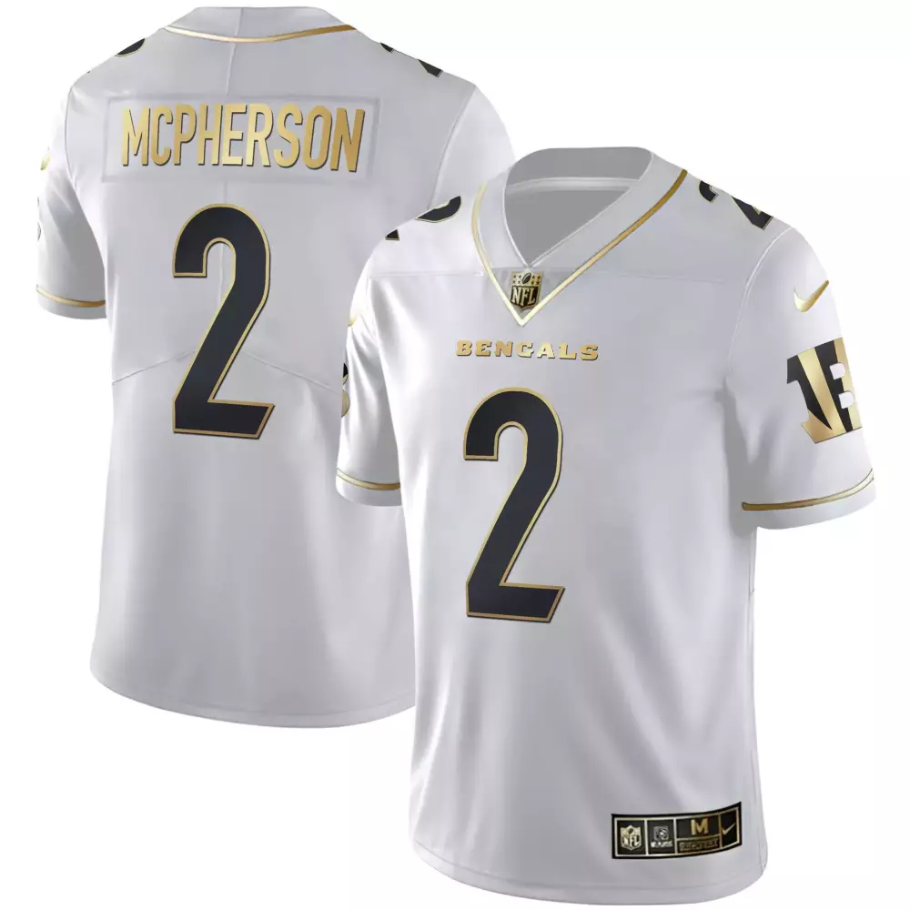 Evan McPherson Cincinnati Bengals Men's Black Gold Jersey | Stitched Replica Fan Gear | For Men, Women & Youth