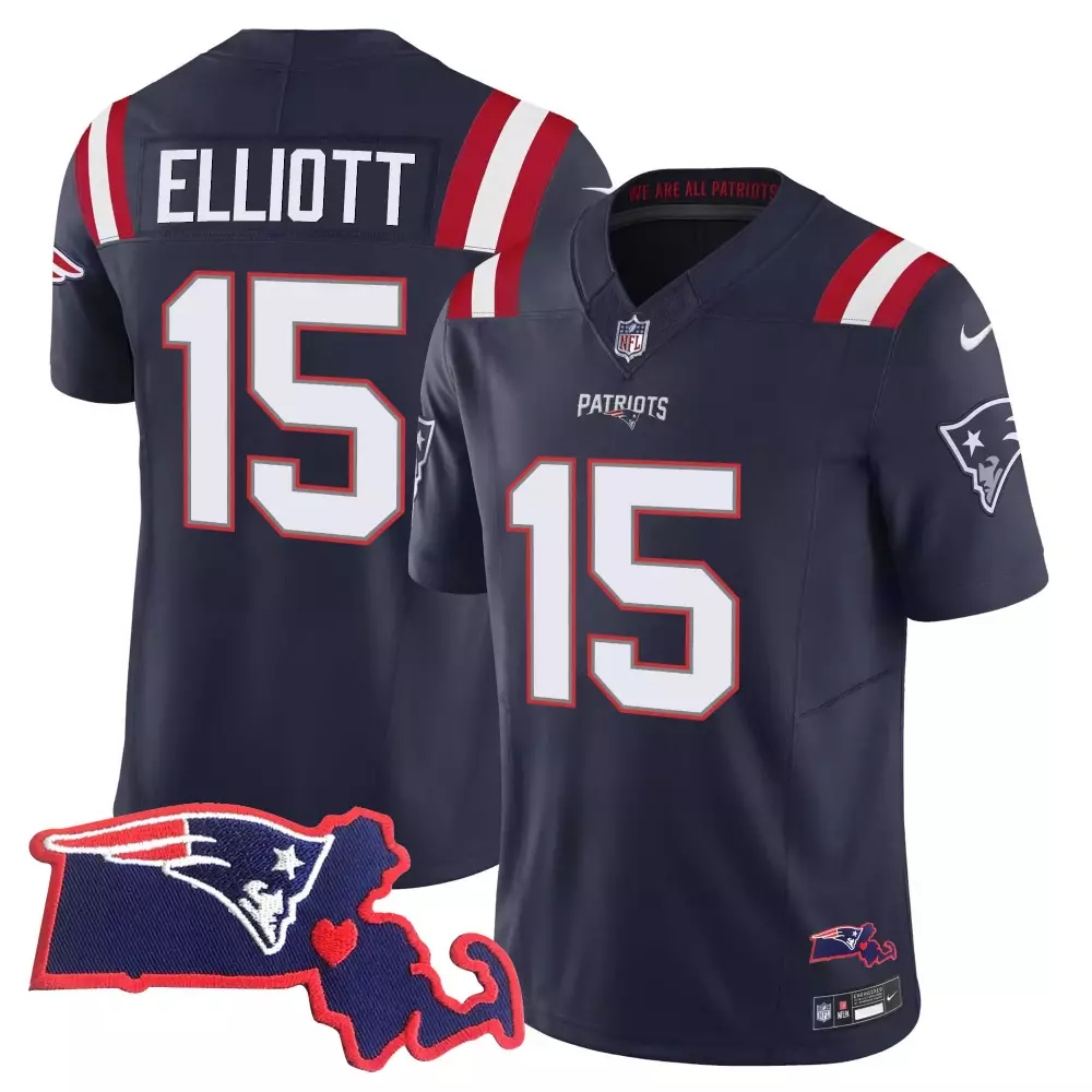 ezekiel elliott navy mens new england patriots massachusetts patch vapor jersey all stitched