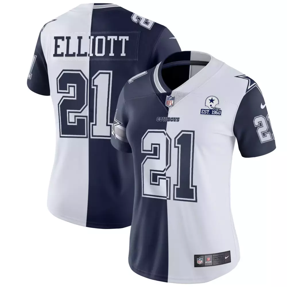 Ezekiel Elliott Women's Dallas Cowboys Gold Split Vapor Jersey | Stitched with Est 1960 Patch | For Women, Men & Youth