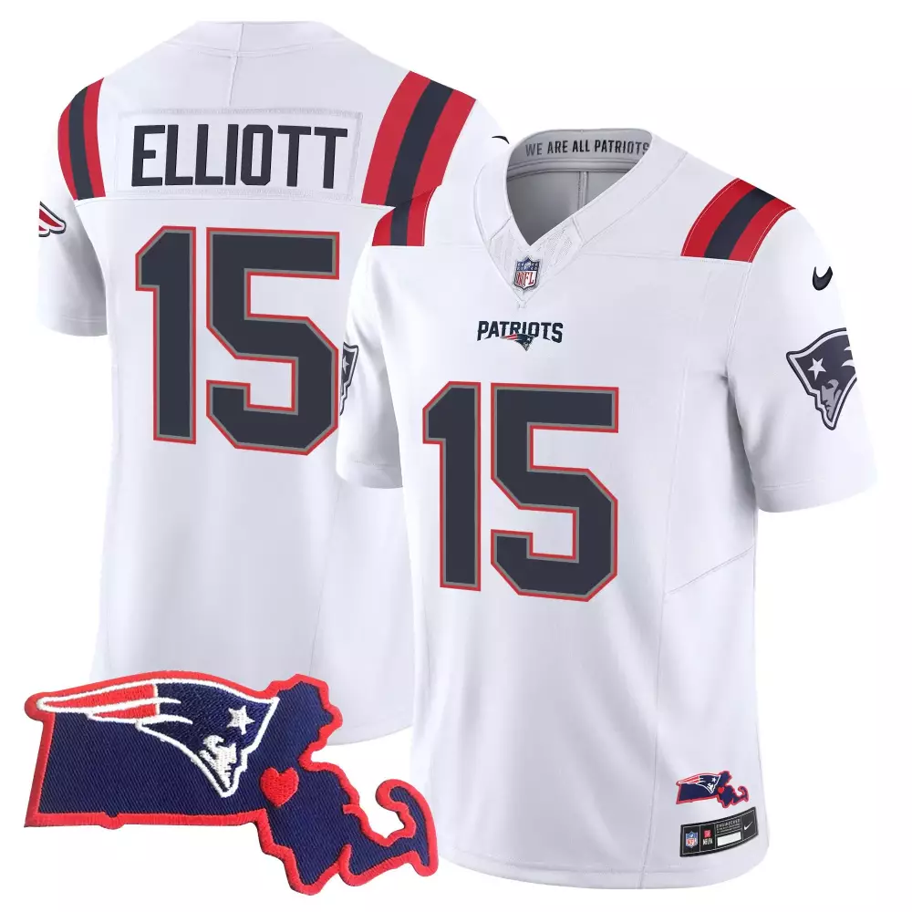 ezekiel elliott white mens new england patriots bill belichick 6x champions vapor jersey all stitched