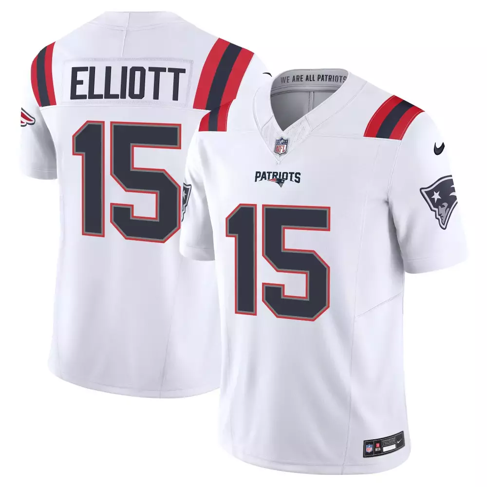 ezekiel elliott white mens new england patriots bill belichick 6x champions vapor jersey all stitched