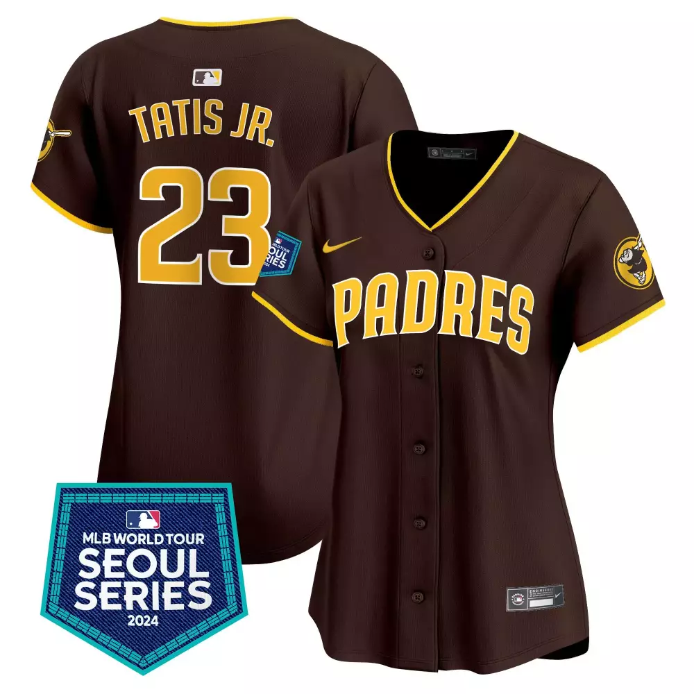 fernando tatis jr brown womens san diego padres 2024 world tour seoul series patch vapor premier limited jersey all stit