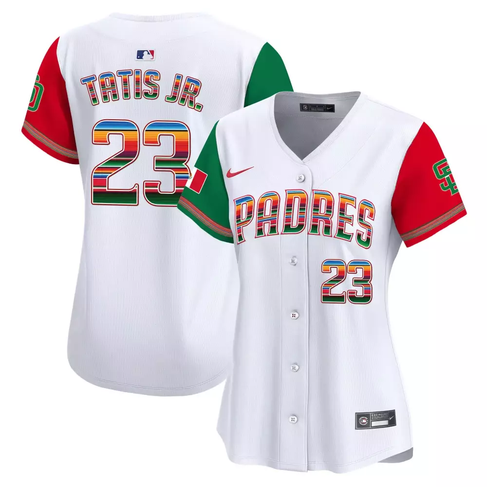 Fernando Tatis Jr. Color Sleeves Women's Padres Jersey | Mexico For Peter Patch | Limited Edition Vapor Premier | For Men, Women & Youth