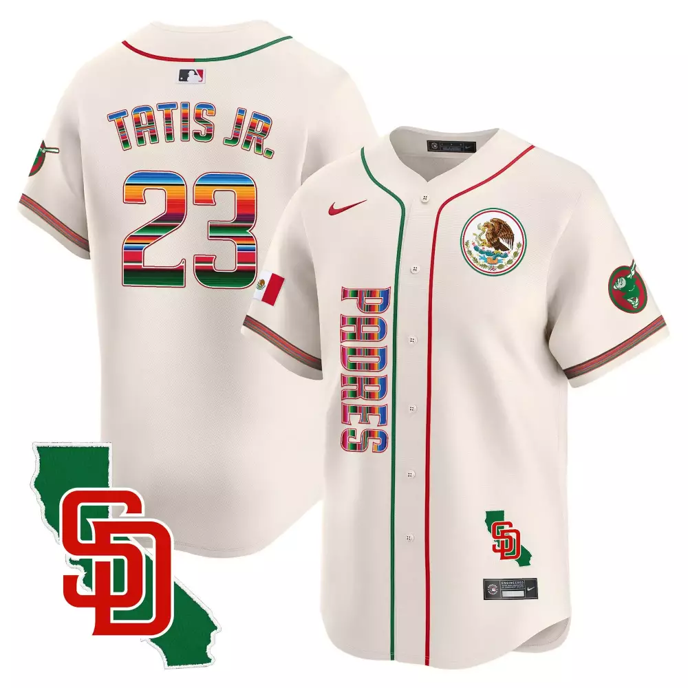 Fernando Tatis Jr. Cream Men's Padres Jersey | Mexico California Patch V2 | Limited Edition Vapor Premier | For Men, Women & Youth