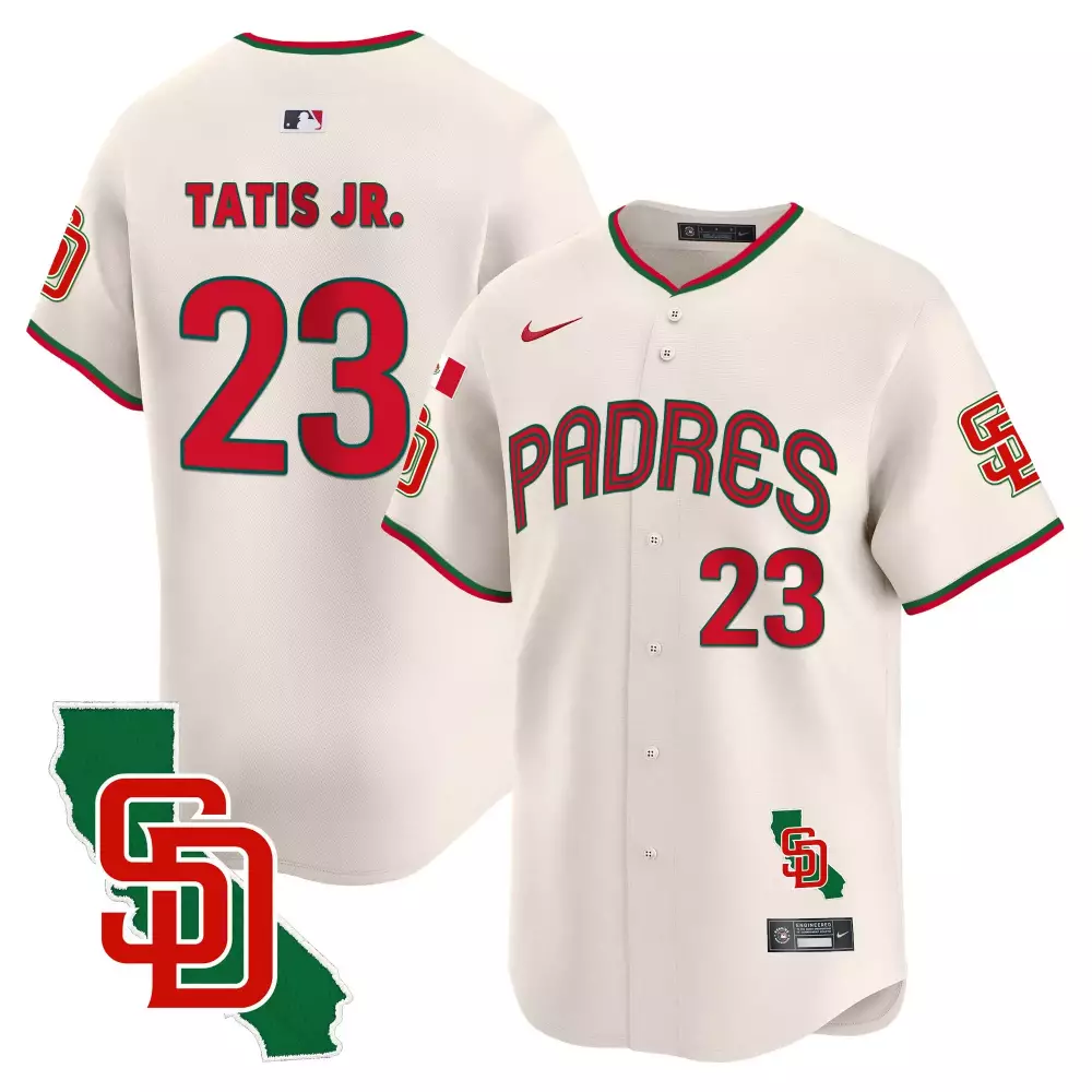 Fernando Tatis Jr. Cream Men's Padres Jersey | Mexico California Patch V2 | Limited Edition Vapor Premier | For Men, Women & Youth