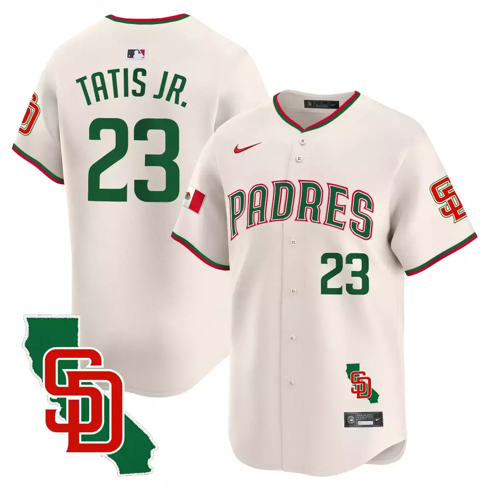 Fernando Tatis Jr. Cream Men's Padres Jersey | Mexico California Patch V2 | Limited Edition Vapor Premier | For Men, Women & Youth