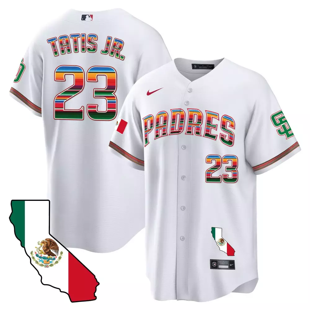 Fernando Tatis Jr. 2024 White Men's Padres Jersey | California Map Cool Base | Limited Edition Stitched Fan Gear for Men, Women & Youth