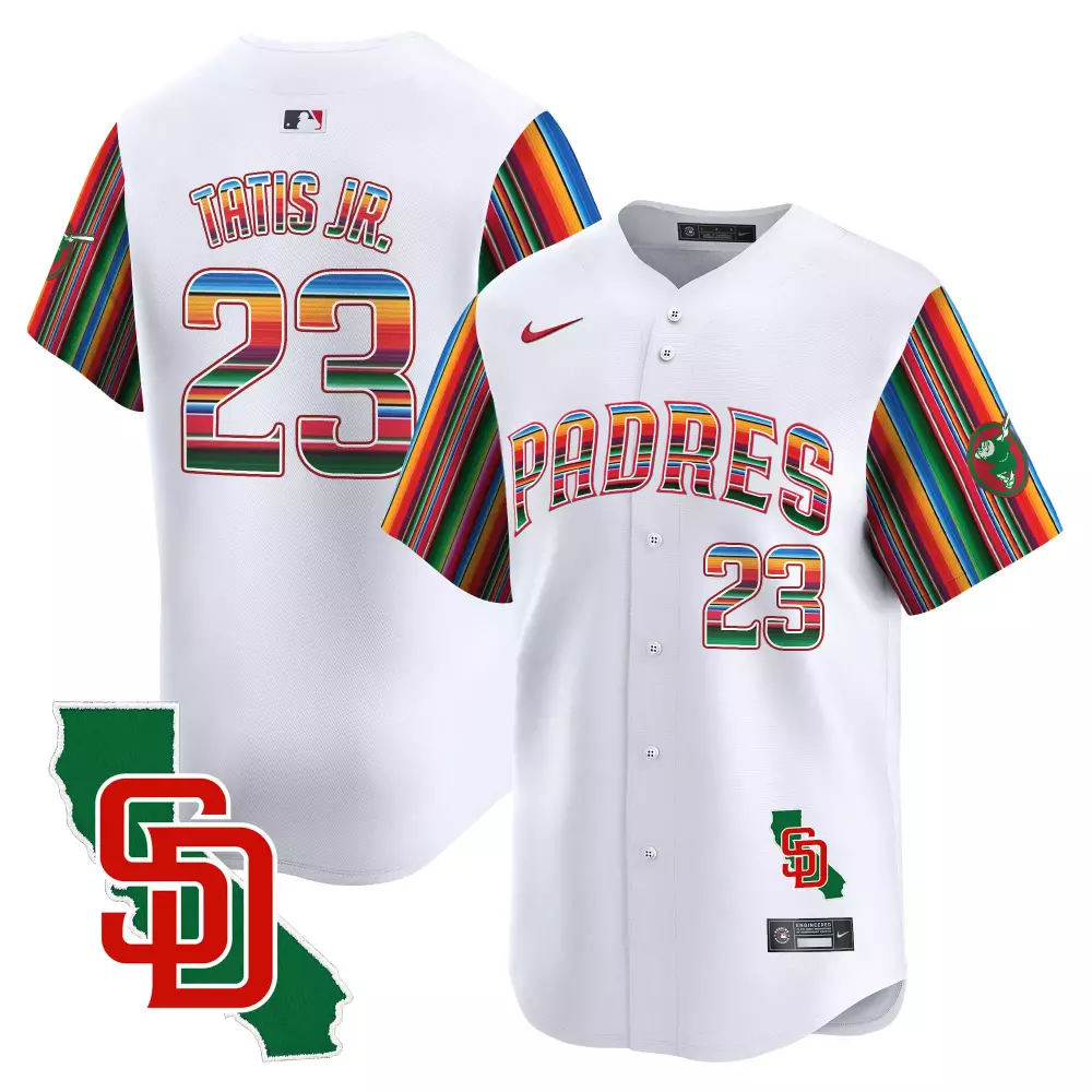 Fernando Tatis Jr. 2024 White Men's Padres Jersey | Mexico California Patch V4 | Limited Edition Stitched Fan Gear for Men, Women & Youth