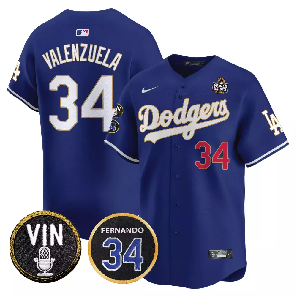 fernando valenzuela royal gold trim mens los angeles dodgers mexico world series patch jersey all stitched